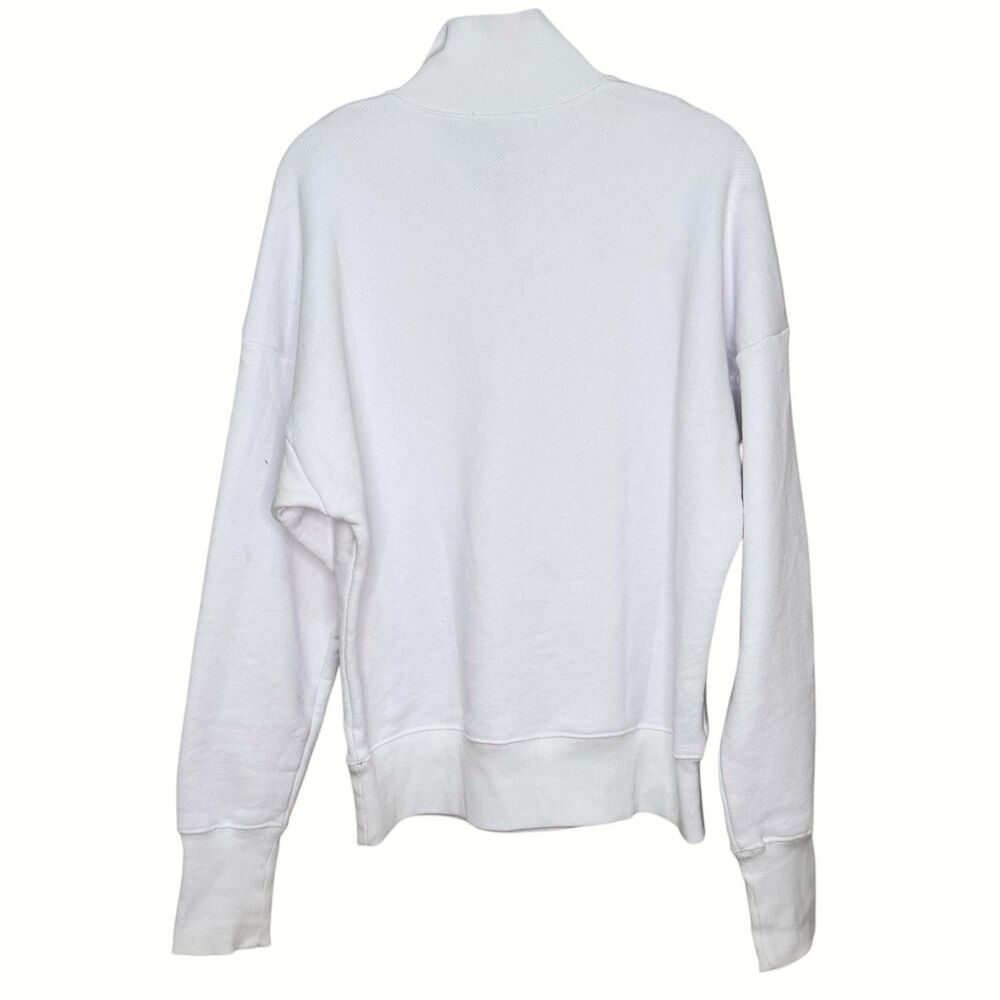 Marissa Webb Sweatshirt Womens Medium White 1/4 Zip Mock Neck Pullover Cotton - Picture 3 of 9